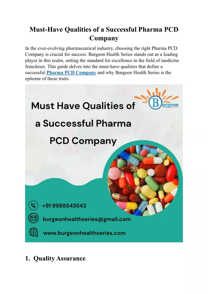 must have qualities of a successful pharma