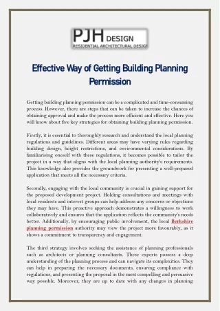 Effective Way of Getting Building Planning Permission