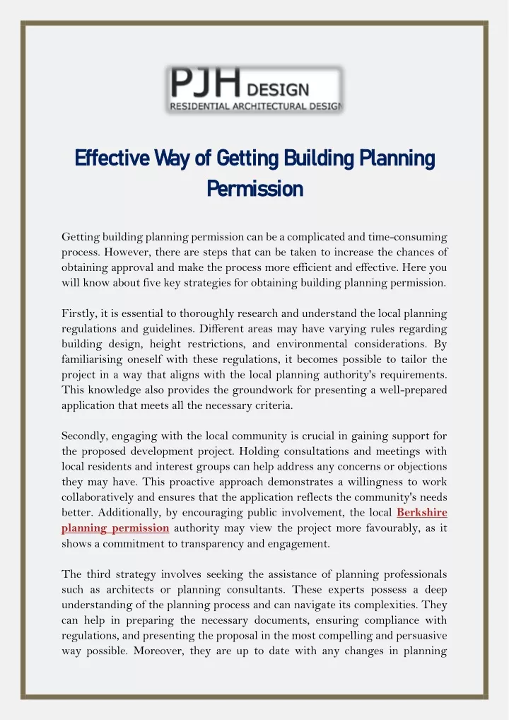 effective way of getting building planning