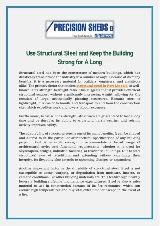 Use Structural Steel and Keep the Building Strong for A Long
