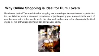Why Online Shopping is Ideal for Rum Lovers
