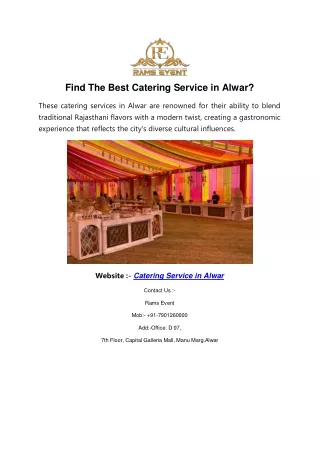Find The Best Catering Service in Alwar? (1)
