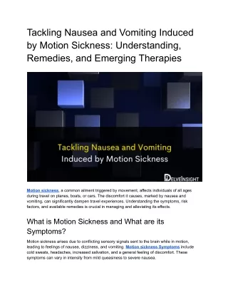 tackling nausea and vomiting induced by motion