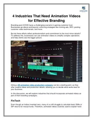 Benefits of Animation Videos for Effective Branding