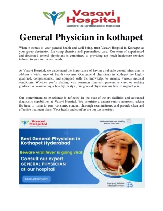 General Physician in kothapet