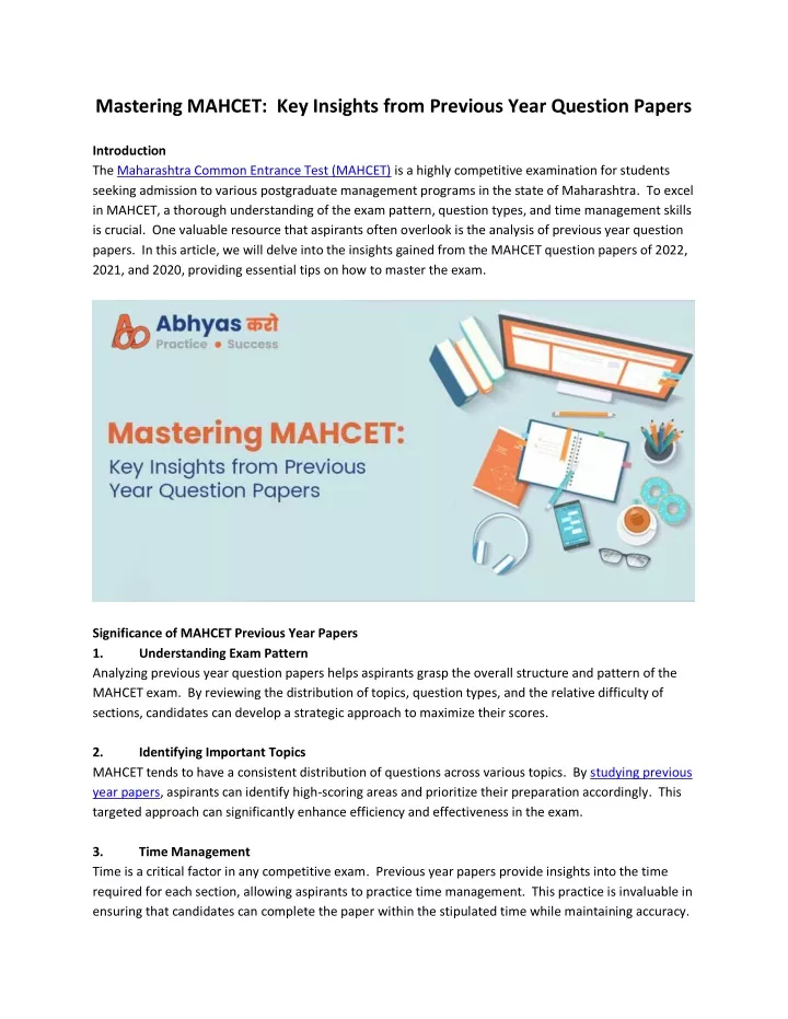 mastering mahcet key insights from previous year