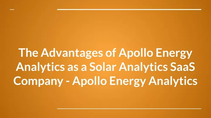 the advantages of apollo energy analytics