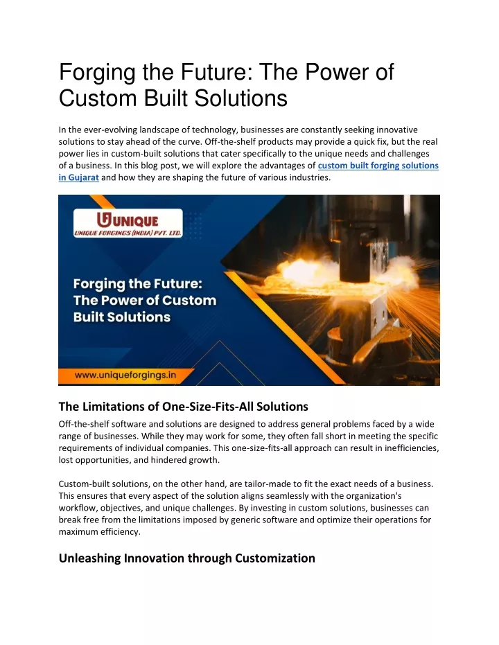 forging the future the power of custom built