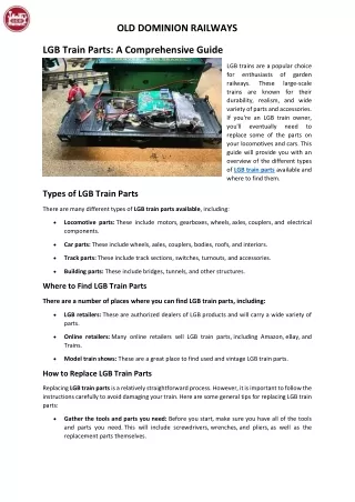 LGB Train Parts - A Comprehensive Guide
