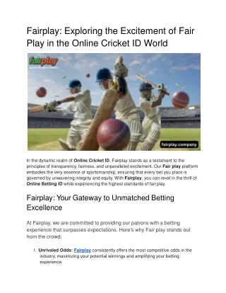 Fairplay_ Exploring the Excitement of Fair Play in the Online Cricket ID World