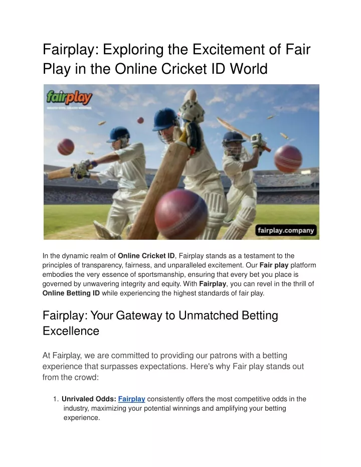 fairplay exploring the excitement of fair play in the online cricket id world