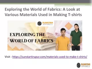 What materials are used to make T-Shirts? - Sunstar Apparels