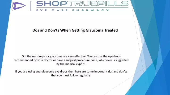 dos and don ts when getting glaucoma treated