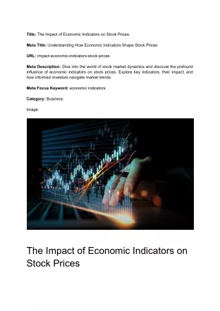 The Impact of Economic Indicators on Stock Prices