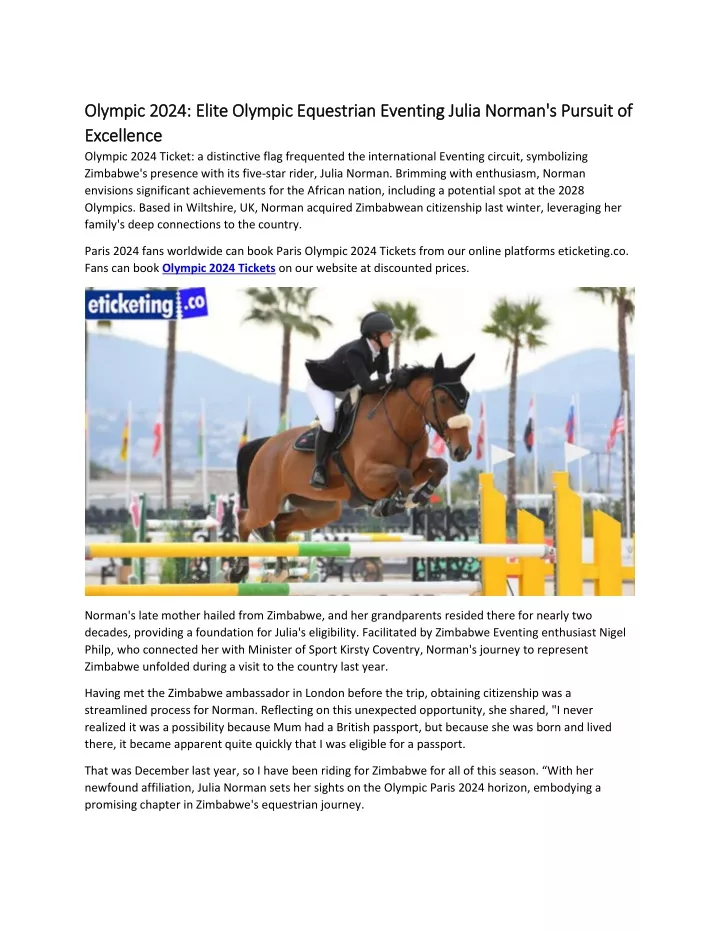 PPT Olympic 2024 Elite Olympic Equestrian Eventing Julia Norman's