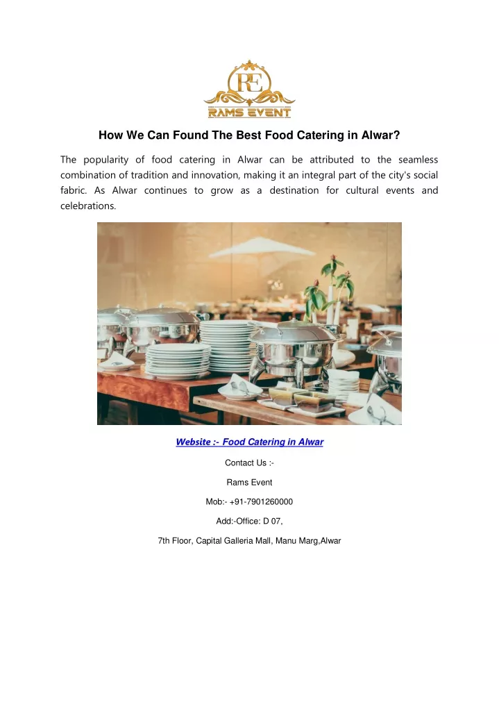 how we can found the best food catering in alwar