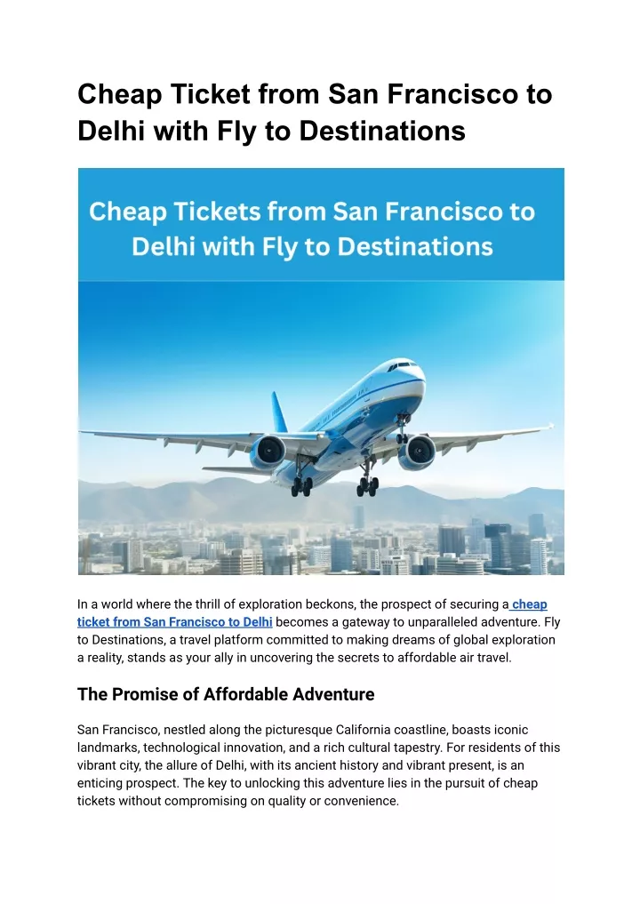 cheap ticket from san francisco to delhi with