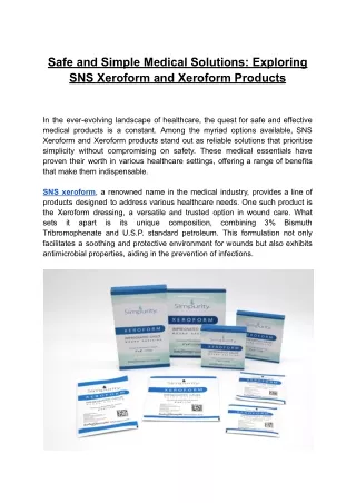 Safe and Simple Medical Solutions_ Exploring SNS Xeroform and Xeroform Products