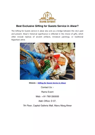 Best Exclusive Gifting for Guests Service in Alwar?