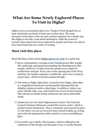 What Are Some Newly Explored Places To Visit In Digha_.docx