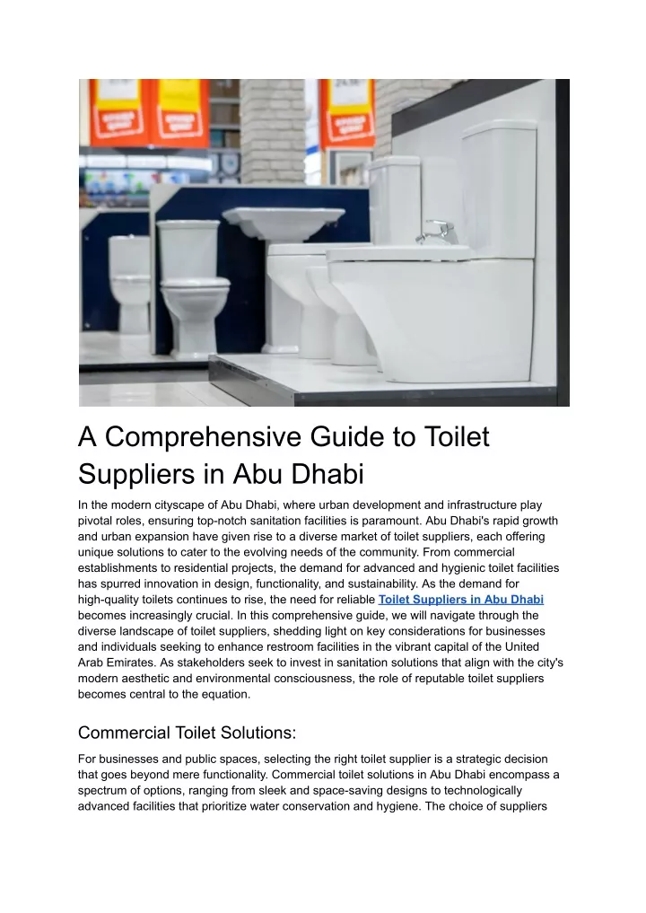 a comprehensive guide to toilet suppliers