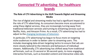 Connected TV advertising  for healthcare brands