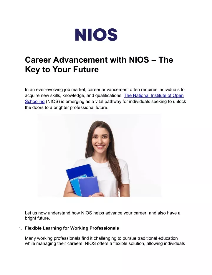 career advancement with nios key to your future