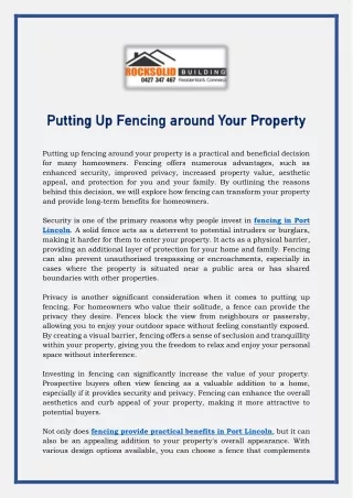 Putting Up Fencing around Your Property