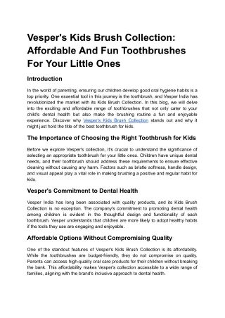 Vesper's Kids Brush Collection: Affordable And Fun Toothbrushes For Your Little
