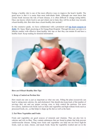 Heart-Healthy Diet: 8 Tips to Prevent Heart Disease