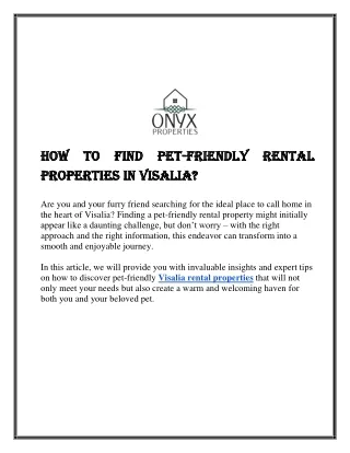 How to Find Pet-Friendly Rental Properties in Visalia!