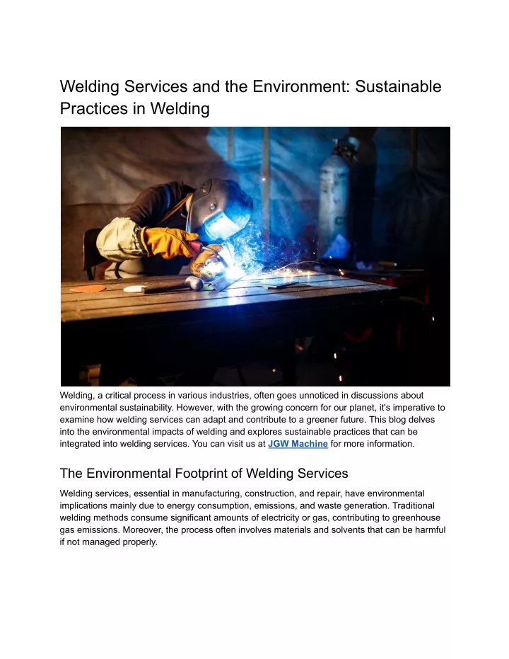 welding services and the environment sustainable