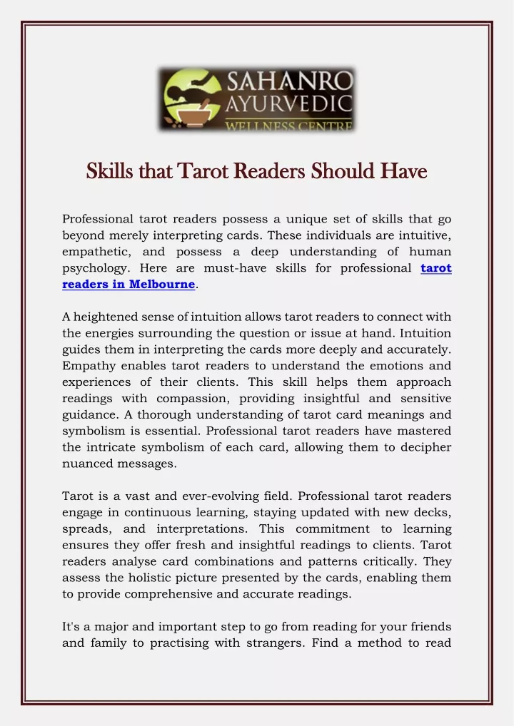 skills that skills that tarot readers should have