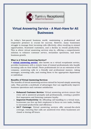Virtual Answering Service - A Must-Have for All Businesses