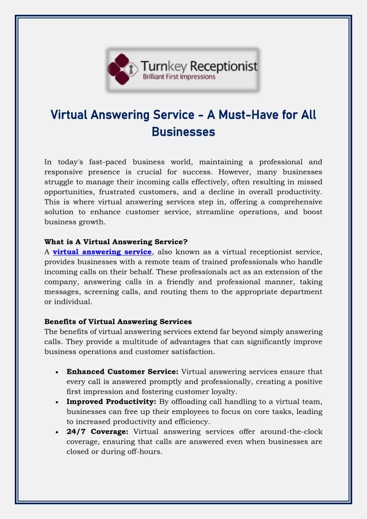 virtual virtual answering service answering