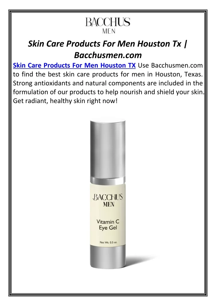 skin care products for men houston tx bacchusmen