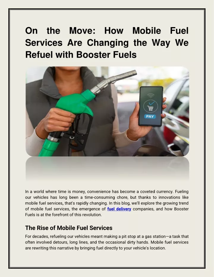 on the move how mobile fuel services are changing