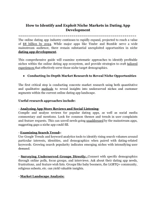 how to identify and exploit niche markets