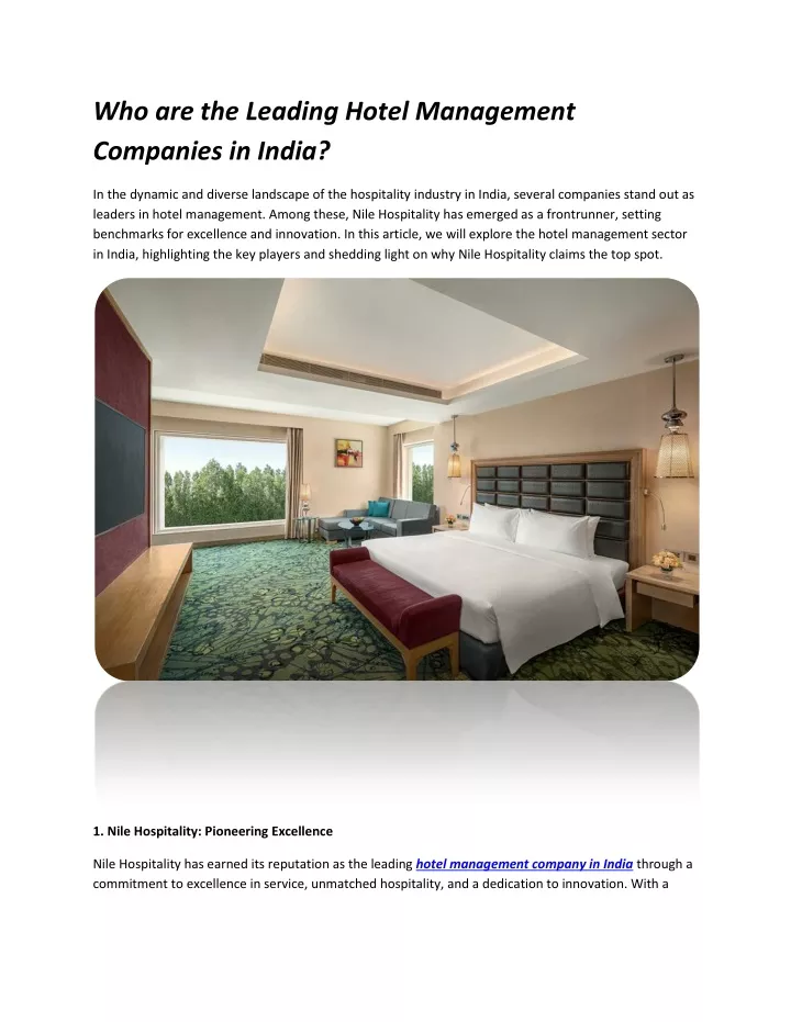 who are the leading hotel management companies
