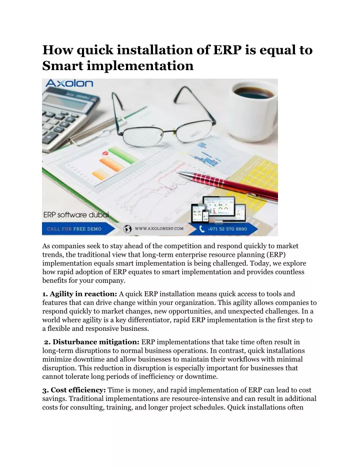 how quick installation of erp is equal to smart