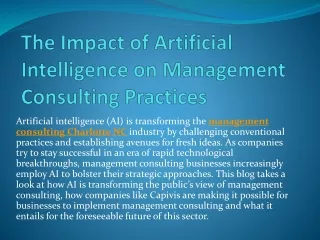 the impact of artificial intelligence on management consulting practices