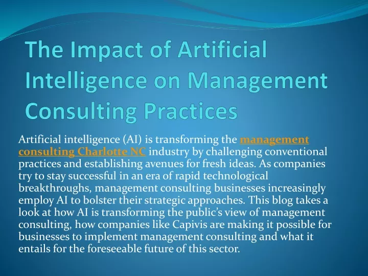 the impact of artificial intelligence on management consulting practices