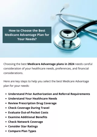 How to Choose the Best Medicare Advantage Plan for Your Needs?