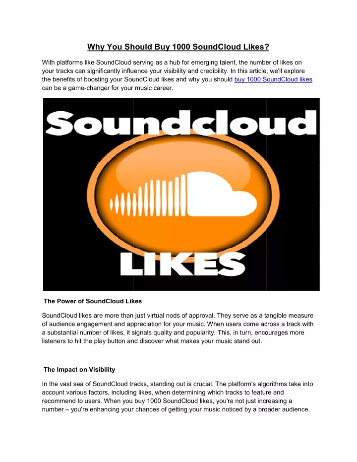 why you should buy 1000 soundcloud likes hould