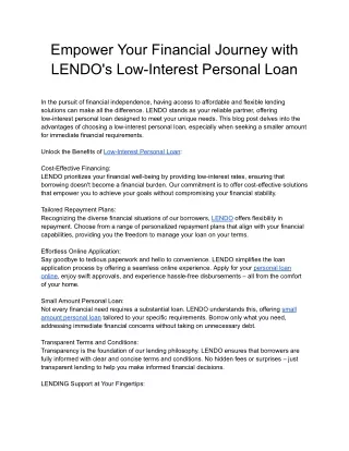 Low-interest personal loan