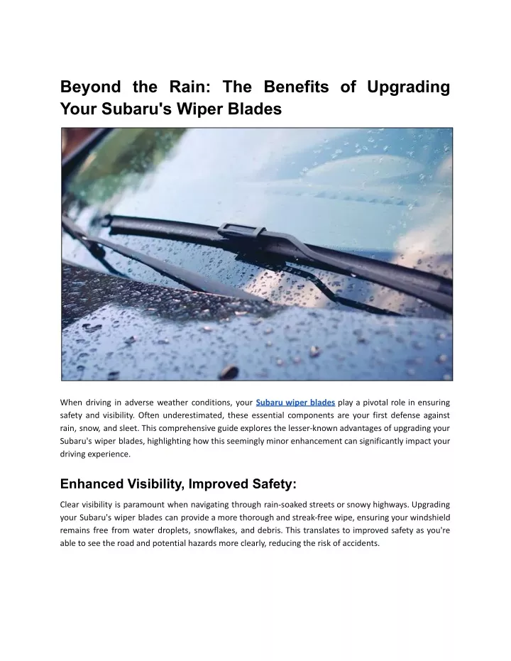 beyond the rain the benefits of upgrading your