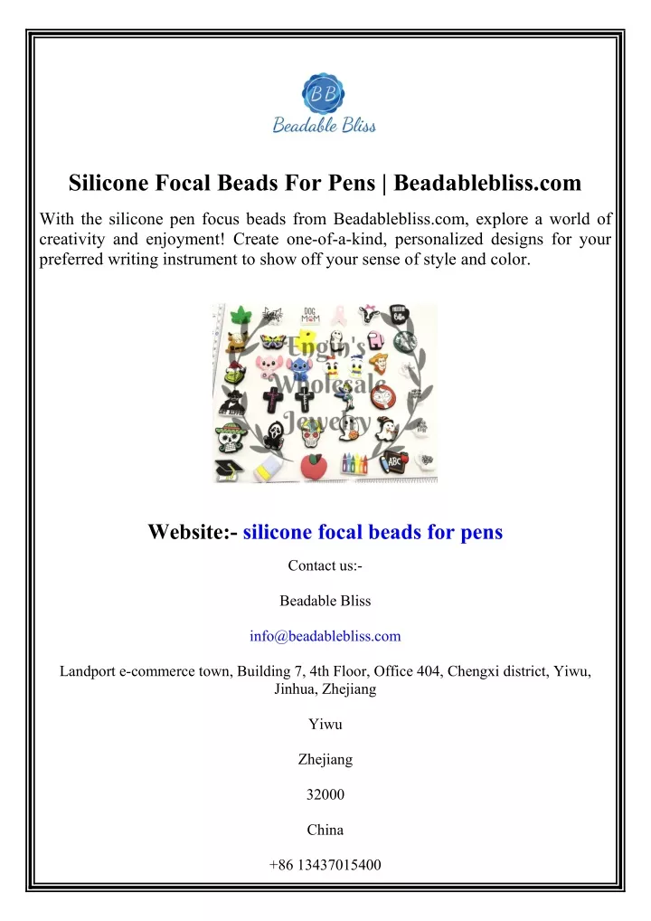 Purchase Wholesale focal beads for pens. Free Returns & Net 60