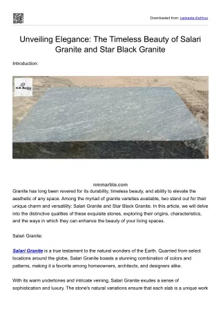 Unveiling Elegance: The Timeless Beauty of Salari Granite and Star Black Granite
