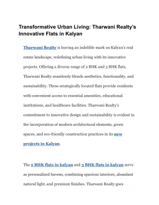 Transformative Urban Living_ Tharwani Realty’s Innovative Flats in Kalyan