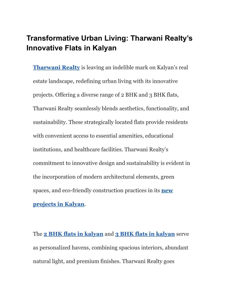 transformative urban living tharwani realty